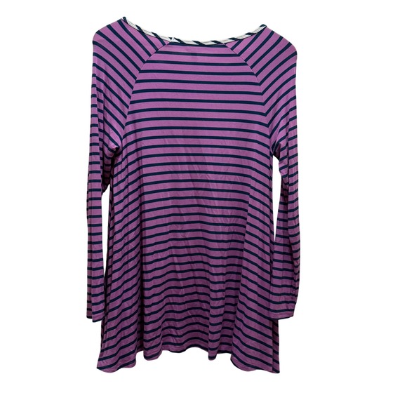 Matilda Jane Striped Long Sleeve Tunic Top Womens Small Purple Pockets Modal - Picture 3 of 4